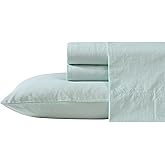 Nautica - King Sheet Set, Cotton Percale Bedding Set, Crisp & Cool, Lightweight & Breathable (Penny Pinstripe White, King)