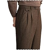 Mens Pants Tweed Herringbone Vintage Dress Pant Trousers Regular Fit Suit Pants for Men