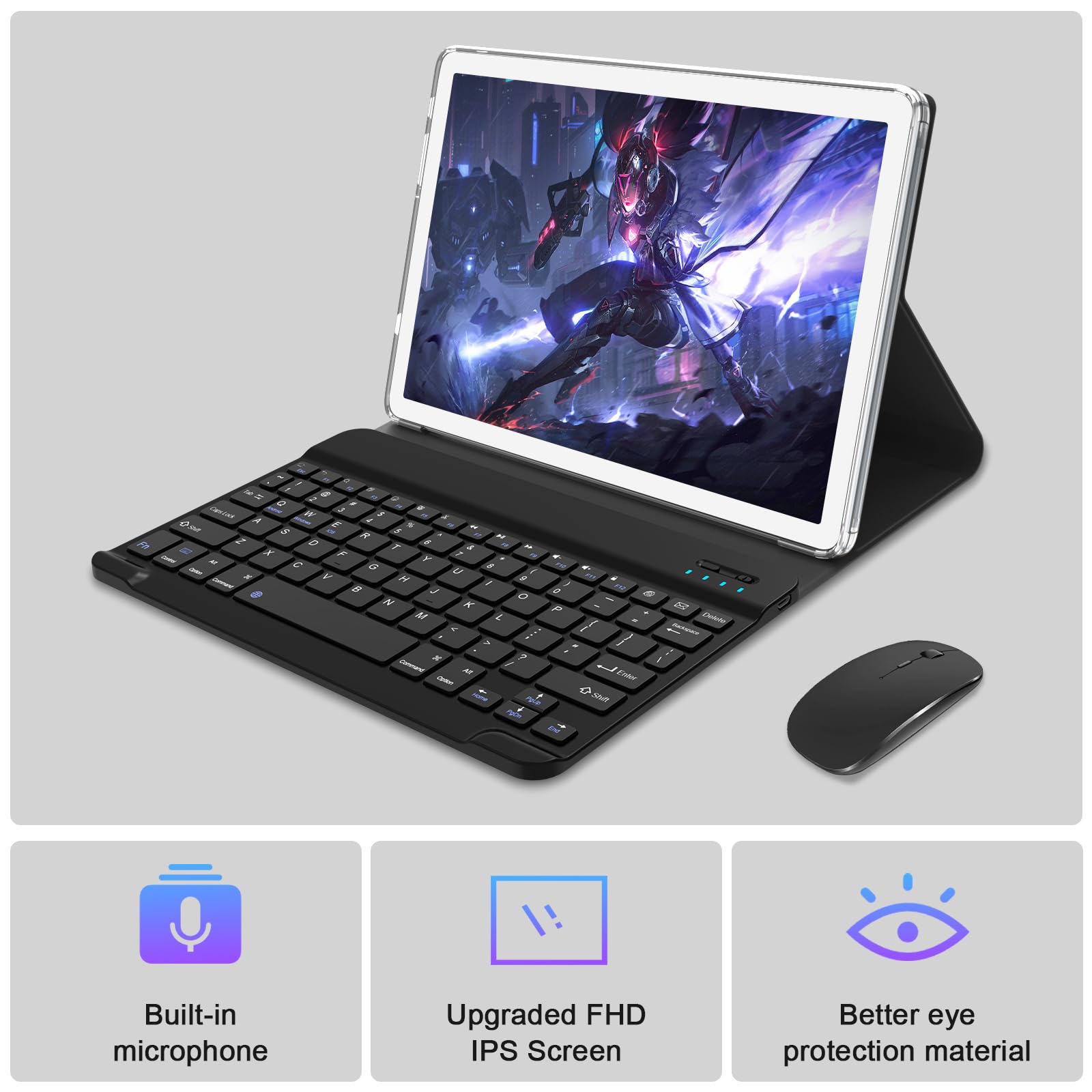 2025 Latest Tablet Android 13 Tablets 10 Inch, Tablets 128GB ROM+16GB RAM (8+8 Virtual), 2 In 1 Tablet with keyboard, Powerful Octa-Core+13MP Camera, 1TB TF Expandable, FHD IPS Display WiFi Tableta PC