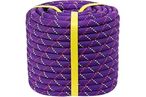 DERZINET Double Braid Polyester Arborist Rigging Rope -1/2 inch x 100 feet - High Strength Bull Rope for Tree Work, Halyard, Sailing, Towing (Purple)