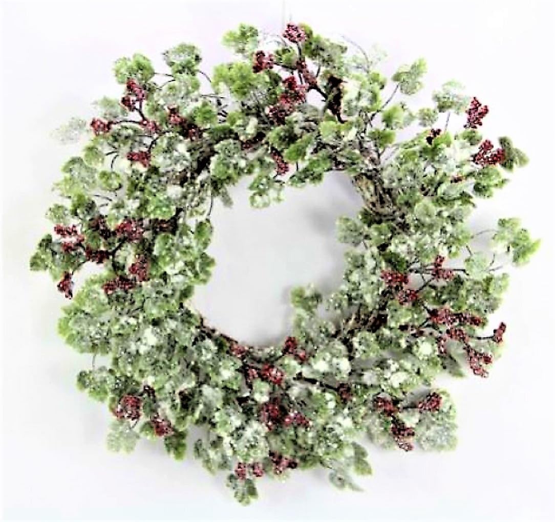 JMB Christmas Snow Covered Ivy Vine Wreath, Candle Ring or Centerpiece Buyer's Choice (22 INCH)