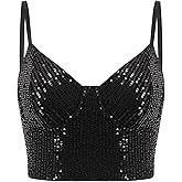 Erinaco Women's Rhinestone Diamond Tank Top Color Beaded Sling Tube Top Bustier Vest Crop Top Sexy Corset Bra Summer