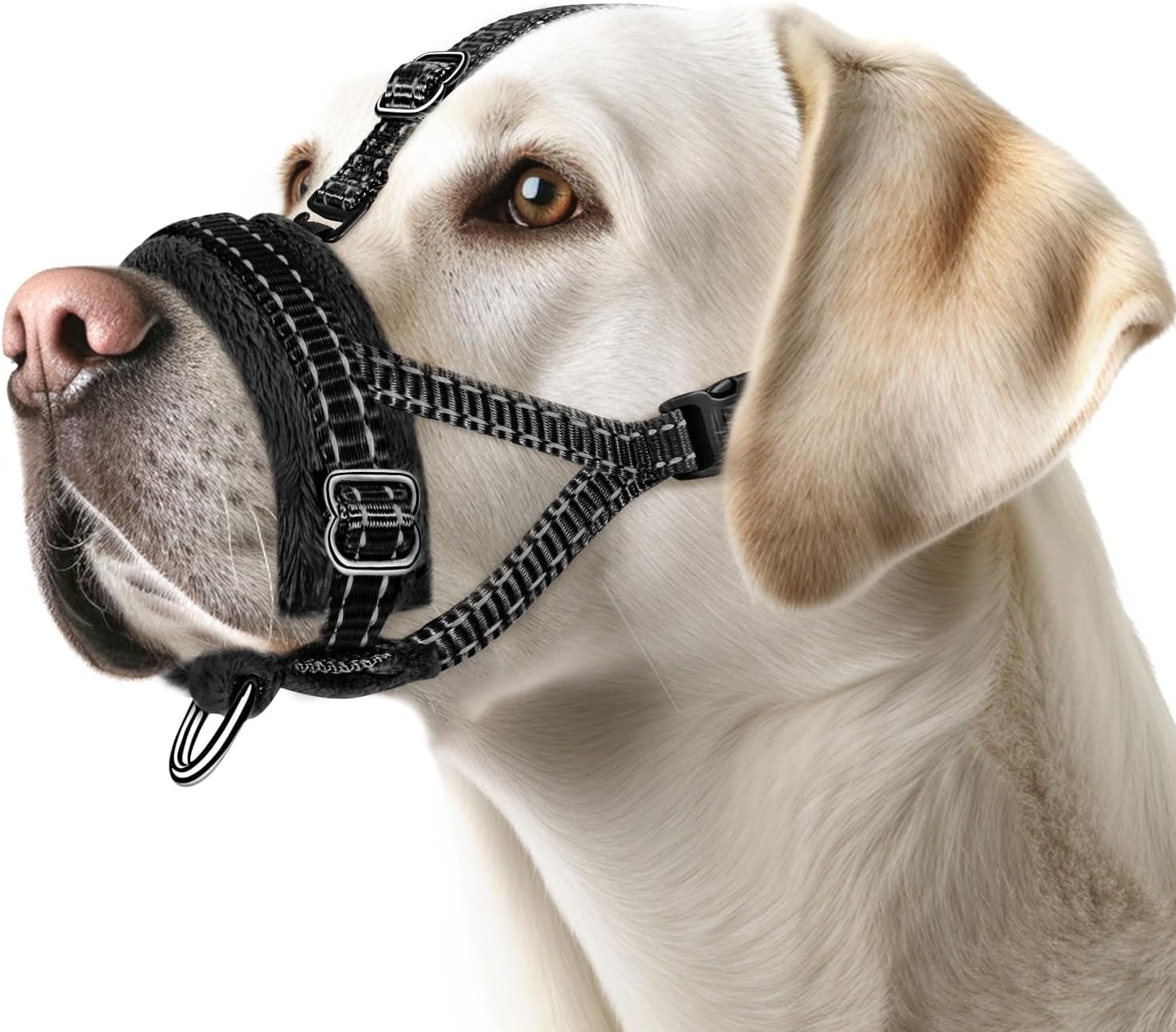 Photo 1 of SlowTon Soft Dog Muzzle, Adjustable Padded Nylon Muzzle for Large Medium Dogs Anti Chewing Barking Biting, Allow Dog Pant & Drink?Black,Small