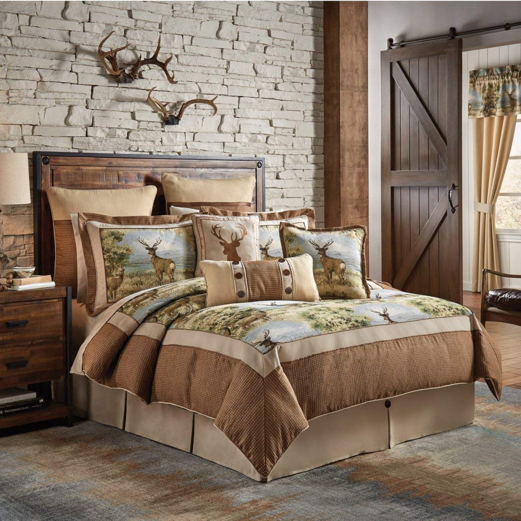 Amazon Com D H 4 Piece Brown Deer Cabin Themed Comforter King Cal