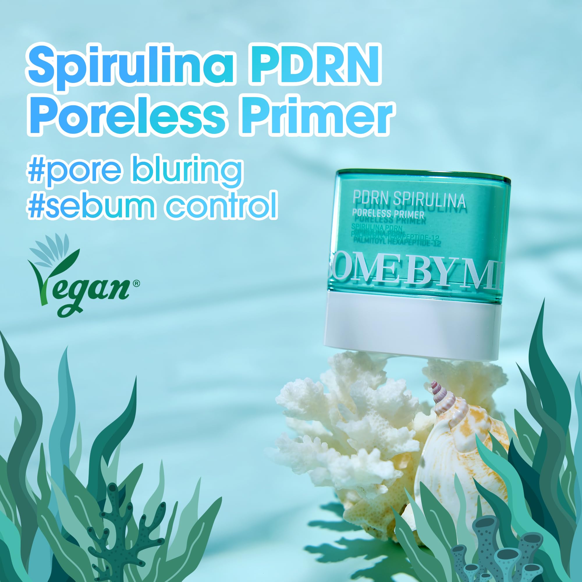 SOME BY MI PDRN Spirulina Poreless Primer – 0.35oz, 10g – Korean Vegan Primer Stick for Face Before Makeup – Blurs Pores, Controls Sebum and Balances Moisture with Marine Extracts – Korean Skin Care