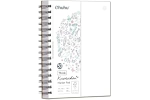 Ohuhu Double-Sided Bleedproof Marker Pad - 5.5"x8.5" Small Paper Size - 160 lb/280 gsm Heavyweight Smooth Drawing Paper - 50 