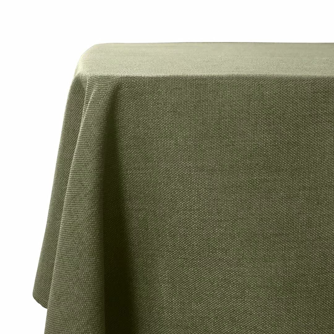 WAITER TREE Table Cloth 140x300 cm Rectangular Wipe Clean Table Cover, Olive Faux Linen Wipeable Waterproof Tablecloth for Outdoor Picnic Dining Kitchen Party - Moss Green
