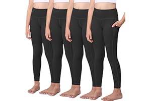AENLLEY Girls Athletic Leggings Kids with Pockets - High Waisted Dance Workout Running Yoga Pants Tights