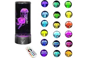 Lightahead LED Jellyfish Aquarium Lamp Round with 18 LEDs & Vibrant Multi Color Changing Light Effects. The Ultimate Large Sensory Synthetic Jelly Fish Tank Aquarium Mood Lamp. Ideal Gift (Large)