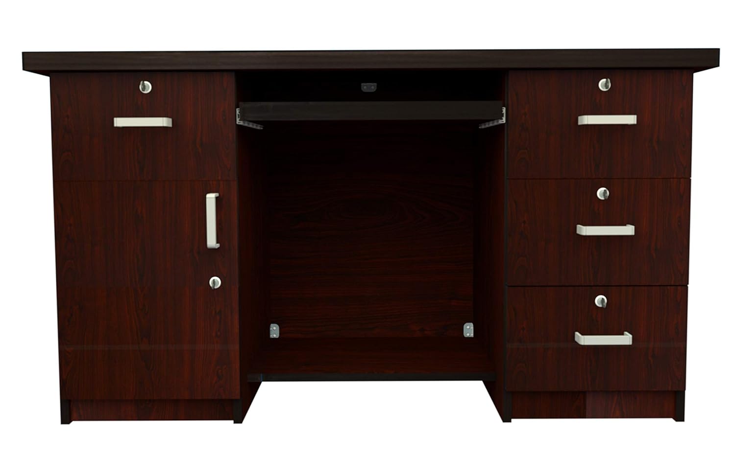Durafur Office Executive Table with Multi Storage Space, Keyboard & CPU