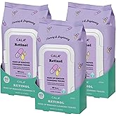 CALA Makeup Remover Cleansing Tissues: Retinol (60 Sheets) - Anti-Aging, Hydrating Wipes for a Smooth, Radiant Complexion, Gentle on All Skin Types (180 count, Retinol, Pack of 3)