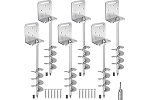 BENELABEL 2/4/6 Pack 18" 24" Screw in Trampoline Ground Anchors 2.7" Wide Spiral Mobile Home Earth Anchor Stakes Set with Versatile L Bracket Swingset Anchors for Playset, Fence, Tent, Shed, Canopy, Carport