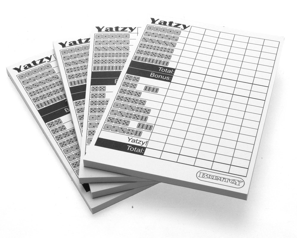 Brimtoy Yatzy Score Sheet Cards X 4 pads (200 sheets)