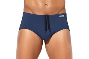 Casey Kevin Men's Classic Solid Swim Briefs Sexy Bikini Underwear Tan Through Full Coverage Swimwear