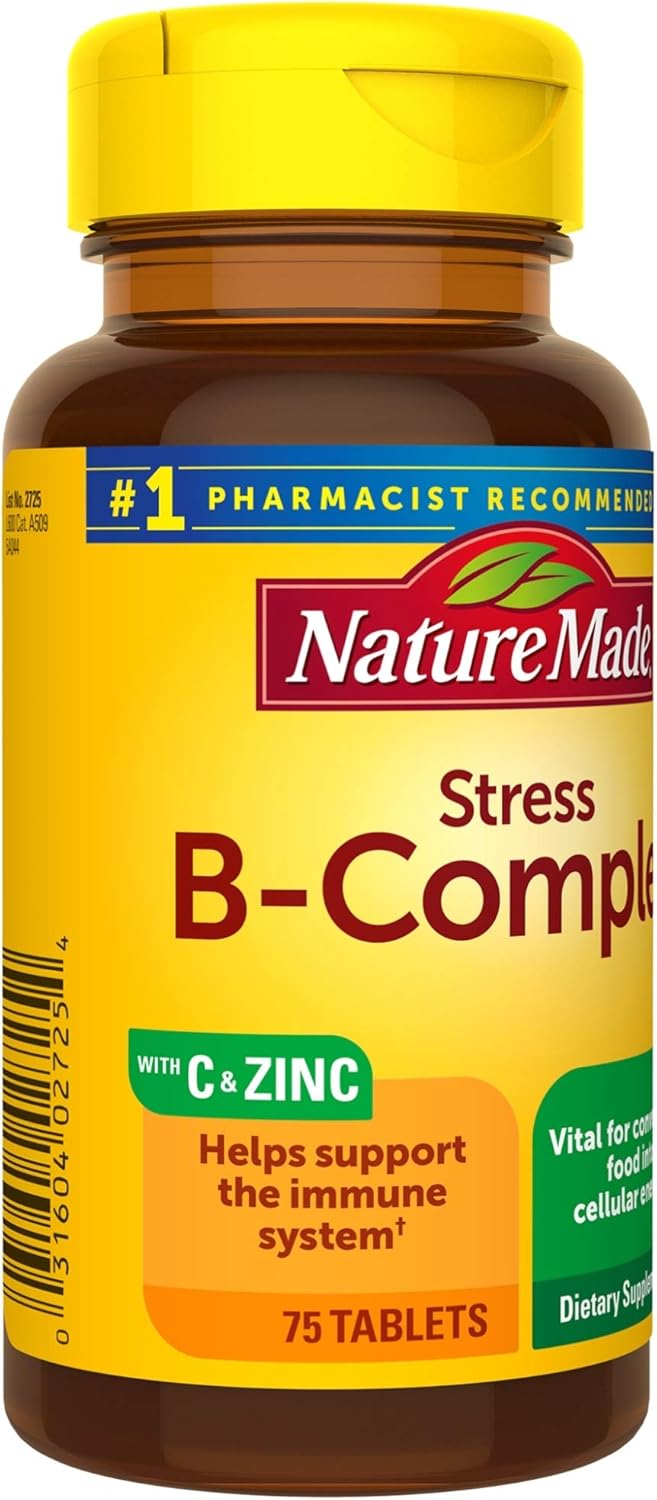 Nature Made Stress B-Complex with Vitamin C and Zinc Tablets, 75 Count (Packaging May Vary): Health & Personal Care