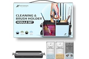 KRYDRUFI Portable All-in-One Modular Painting Station with Paint Brush Cleaner and Holders,Wet Paint Palette Tray with Lid for Miniature Painting and Acrylic Paints (Basic Set)