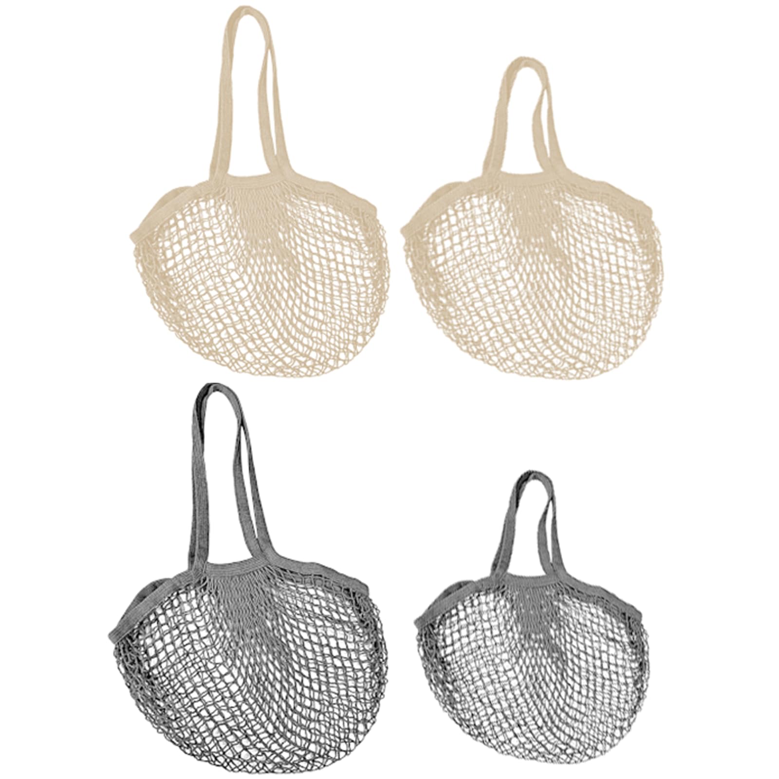 Soulnioi Reusable Grocery Mesh Bag Cotton String Mesh Produce Bags Organic Grocery Shopping Bags Portable/Washable Mesh Bag for Fruit and Vegetables Storage Black and White 4PCS