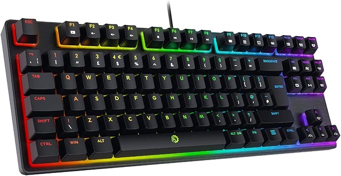DREVO Tyrfing 88 Key V2 UK Teclado Mecánico Gaming RGB retroiluminado Tenkeyless con Programa Multimedia y Soporte de Software Outemu Linear [Interruptor Rojo Negro]: Amazon.es: Electrónica