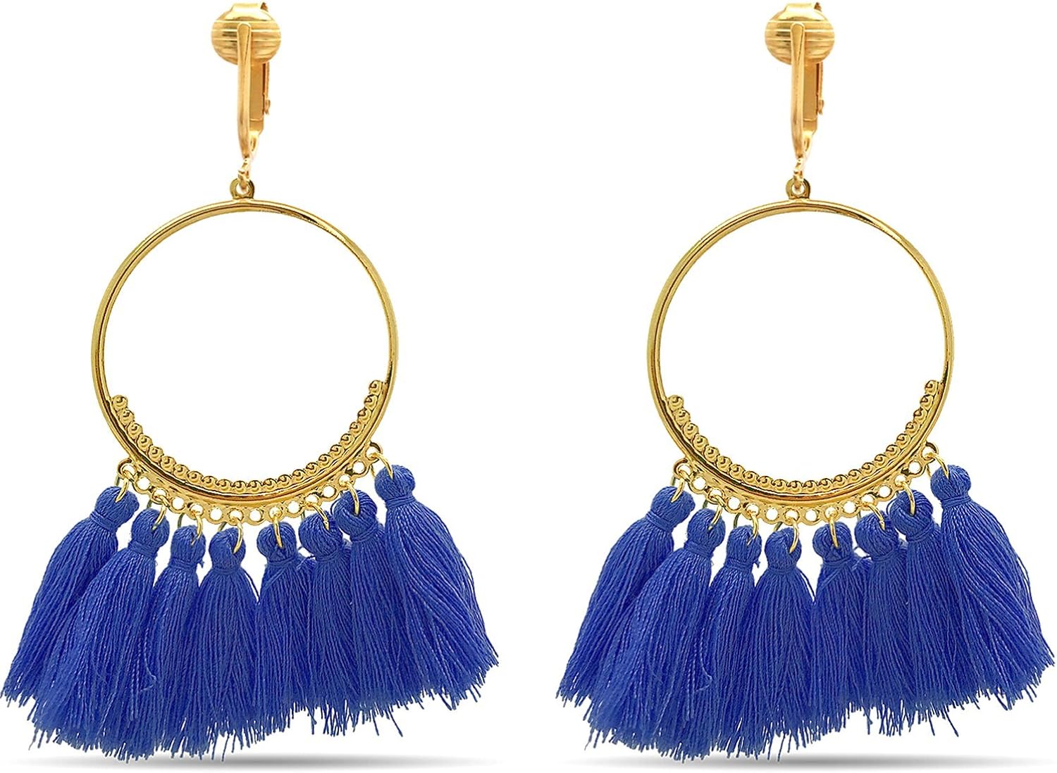 Aloha EarringsClip On Tassel EarringsDangle Clip On Earrings Silk