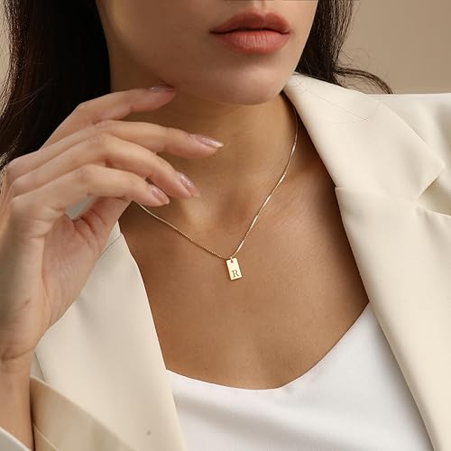 Initial Necklaces for Women 14K Gold Plated Letter Necklace Dainty