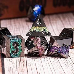 Maywin D&D Dice Set Metal,Large Striped Glitter