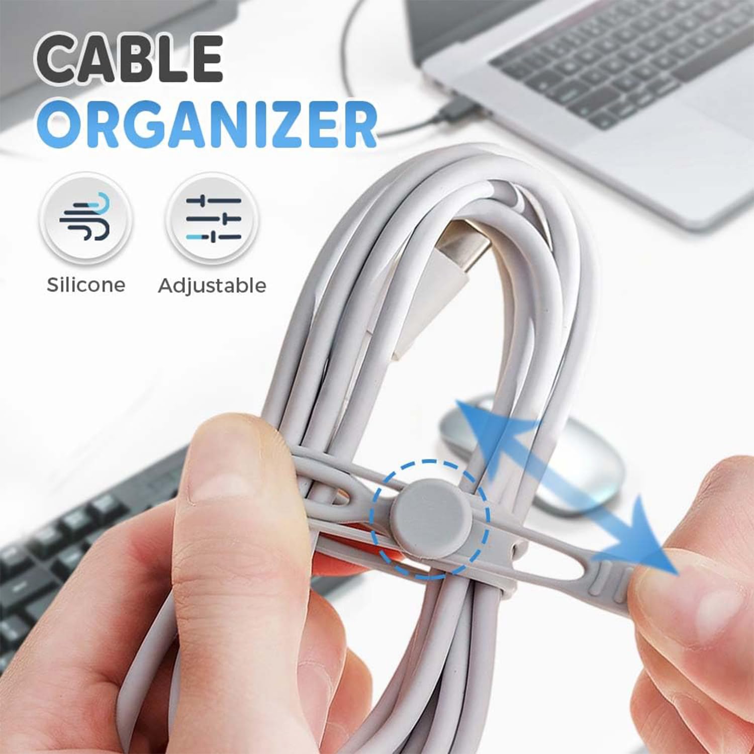 Neuer Datenkabel-Organizer, Silikon-Kabelbinder, wiederverwendbare Kabelorganisatoren, Kabelorganisatoren für Zuhause, Büro und Reisen (18 Pcs) 4