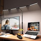 SANDROY VOLT Adjustable LED Desk Lamp with Clamp &amp; Remote, Wide 4-Head | Eye-Caring CRI95+, Stepless Dimming &amp; Color Temp Control, Flexible Neck, 5-Mode, For Reading, Crafting