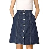 Allegra K Women's Denim Skirts 2026 Summer Casual A-Line Short Button Down Jean Skirt