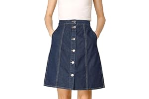 Allegra K Women's Denim Skirts 2024 Summer Casual A-Line Short Button Down Jean Skirt