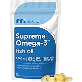 Micro Ingredients Supreme Omega-3 Fish Oil w/Ultra High EPA & DHA, Burpless Softgels | rTG Omega-3 with Vitamin D3 | Wild-Caught Cold Deep-Sea Water | Lemon Flavor, Easy to Swallow, 60ct