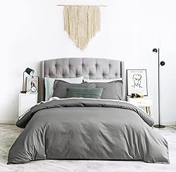 SUSYBAO Grey Duvet Cover King 100% Cotton 3 Pcs Set