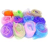 Honbay 12PCS Gradient Color Square Scarves Juggling Scarves Silk Dance Scarves Performance Props,24 x 24 Inch