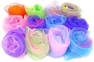 Honbay 12PCS Gradient Color Square Scarves Juggling Scarves Silk Dance Scarves Performance Props,24 x 24 Inch