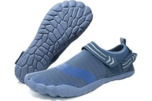 Josaywin Water Shoes for Men Quick Dry Wide Toe Aqua Shoes Adjustable Barefoot Sock for Swim Beach River Pool Surf