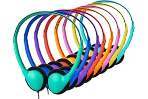 YFSFQS 20 Pack Bulk Classroom Headphones for Students Kids School Wholesale Headphones Class Set with 3.5mm Jack for Chromebook Laptop PC Computer (Mixed Colors)