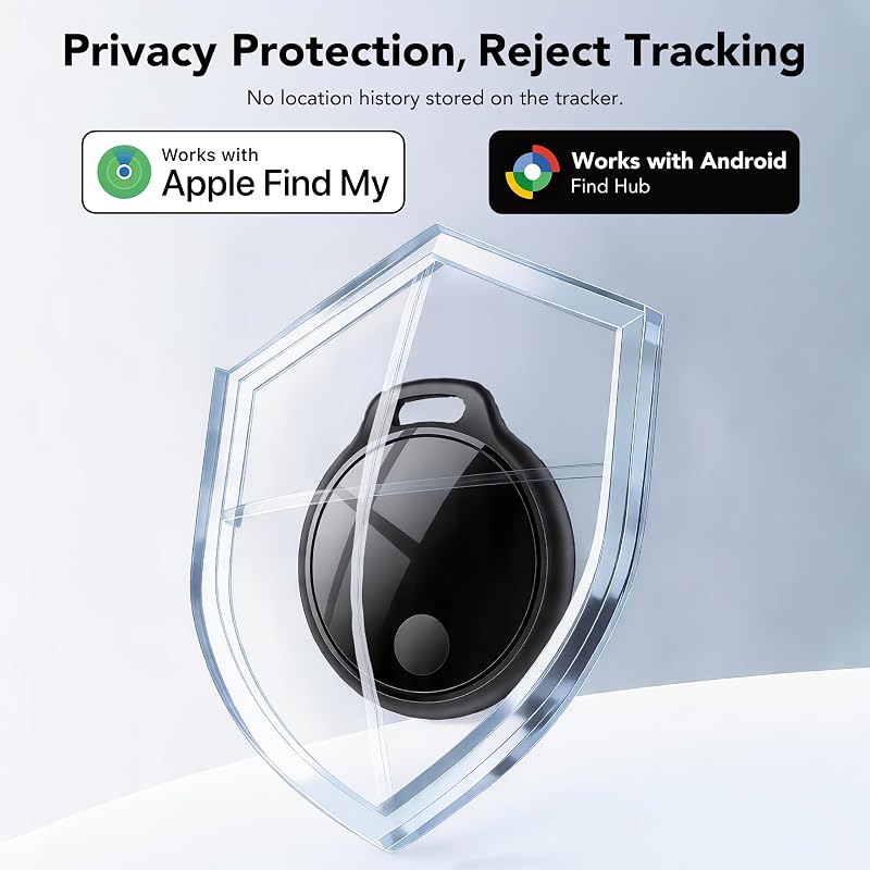 Smart Tag 4 Unidades para Android e iOS, Bluetooth Tracker para Llaves, Maletas, Cartera, Mochila y Bolso, Tracker Tag 120 dB, Red de Búsqueda Global, Compartición Familiar, IP67, Sin Suscripción