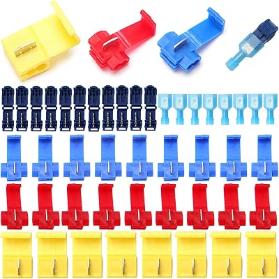 YIXISI 70 PCS Quick Splice Wire Connectors T-Tap Insulated Set Red Blue Yellow
