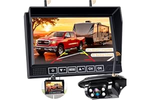 RV Backup Camera Wireless Easy Install: Plug & Play for Furrion Pre-Wired RVs - 7″ HD Touch Key Monitor, 1080P DVR, 4-Channel Split-Screen, Night Vision, IP69K Waterproof AMTIFO A7