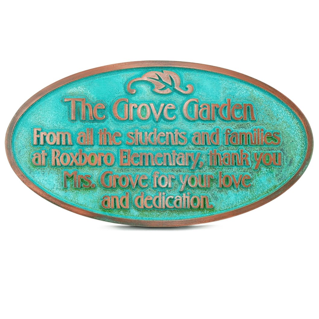 Garden Dedication Plaque 19.5x10.5 Raised Copper Verdi Coated Amazon