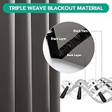 Deconovo Eyelet Blackout Curtains 2 Panels Grey Thermal Insulated 42x84 in view 5