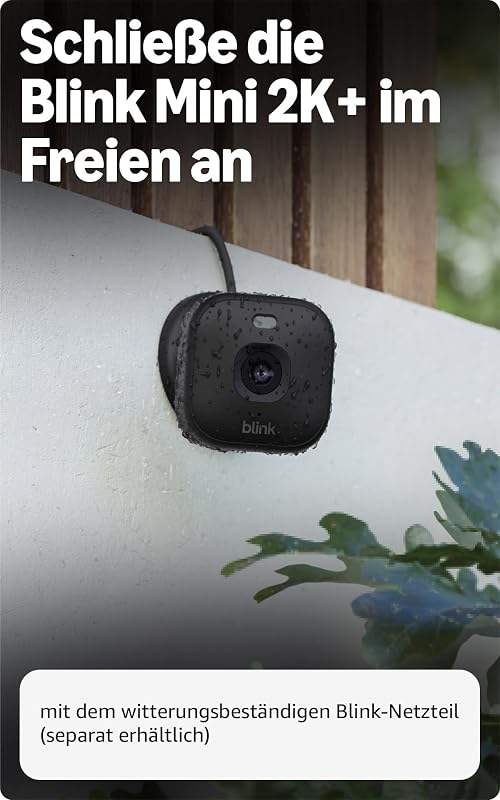 Mini 2K+ (neueste Generation), Sicherheitskamera mit Netzstecker für zuhause, 2K-Videoauflösung, 4-fach-Zoom, Nachtsicht in Farbe, 1 Kamera – Schwarz