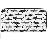 TREJUKY Sharks Nautical Boys Wallet for Men Women Elegant Long Clutch Zip Around Travel Leather Coin Purse Large Capacity Credit Card Holder Handbag