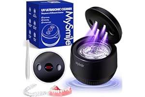 MySmile Ultrasonic Retainer Cleaner – 45kHz Denture Cleaner Machine with 200ML Capacity for Aligner, Mouth Guard, Braces, Por