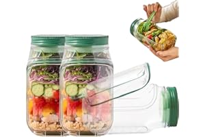 Salad Pod Container, Salad Pod Jar Side Open, Portable Fresh Salads with Leakproof Dressing Compartment,Snack Box with Lid, S