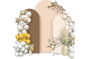 RAFOFO Set of 3 Arch Backdrop Cover Nude Ensemble with Party Banner - Spandex Fitted Wedding Backdrop Covers 4ft,5ft,6ft for Chiara Backdrop Stand Set. Arch Stand Cover for Wedding Birthday Baby