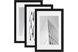 ELSKER&HOME 16x24 Poster Frame 3 pack, Black Picture Frame Display Poster 12 x 18 with Mat or 16 x 24 Without Mat, Horizontal and Vertical Wall Mounting
