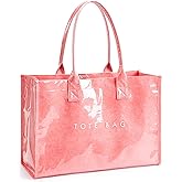 KALIDI PVC Tote Bag Women’s Kraft Paper Work Handbags Purses with Top Handle