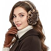 Holiberty Womens Winter Ear Muffs Leather Headband Plush Foldable Ear Cover Warmer Cold Weather Accessories Outdoor Earmuffs