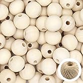 Wood Beads 300pcs 20mm THYSSEN Natural Round Wooden Unfinished Wooden Spacer Beads for Making Decorations and DIY Crafts
