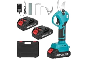 TAEYONK Electric Pruning Shears, Cordless Electric Scissors with 2 PCS Rechargeable 48V 2.0 Ah Batteries & 2 Blades, 1.6" Cutting Diameter Pruning Shears Garden Tool for Tree Trimming Branch Cutter